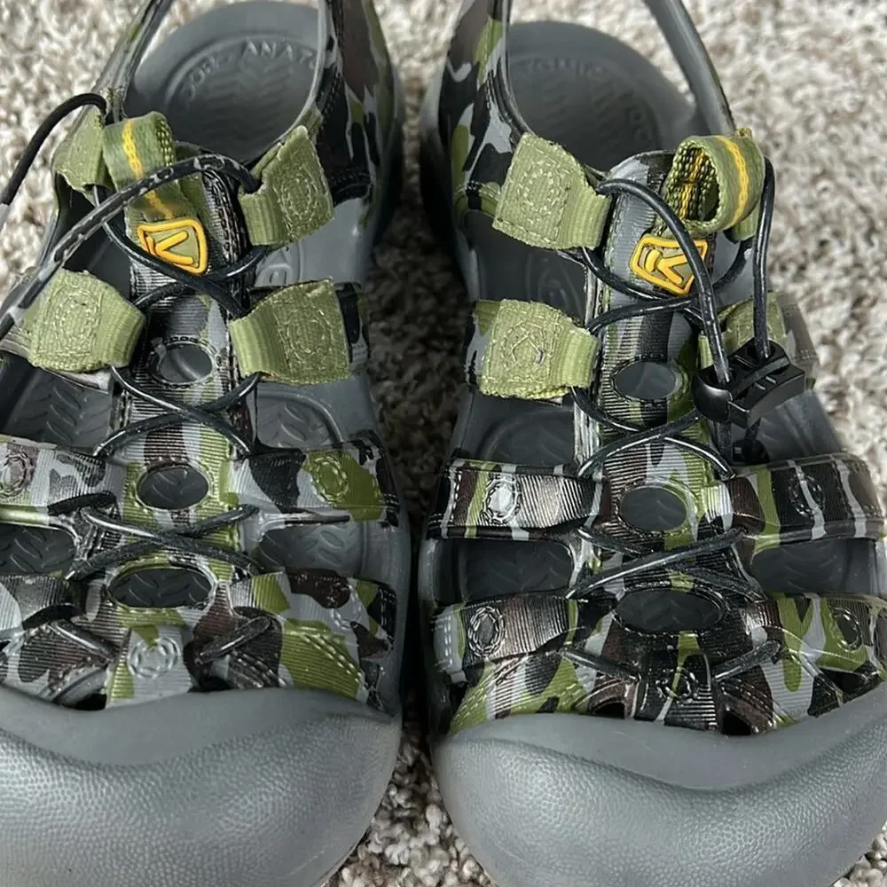 Keen Kids Sunport Strappy Sandals in Green Gray Camo